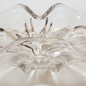Vintage 60’s large clear Murano art glass folded handkerchief tulip bowl